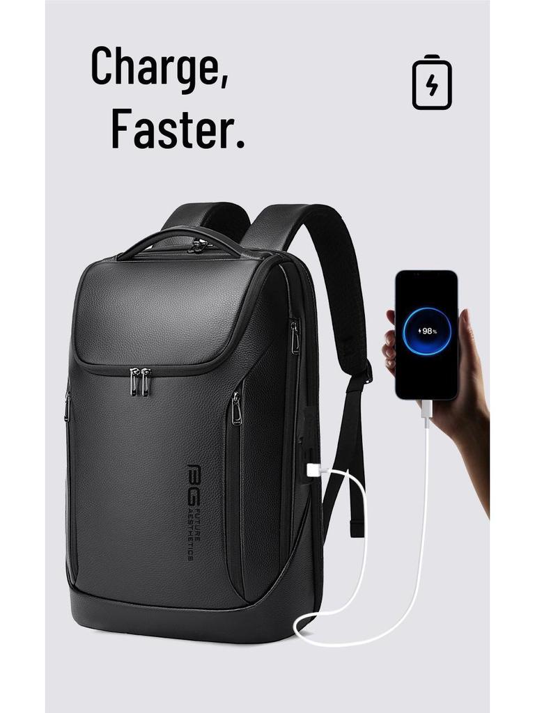 BANGE Men's Casual Leather Business Backpack - Top Layer Cowhide Fashion Computer Bag