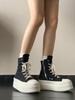 Women's Casual High-Top Canvas Ankle Boots, Milk Cream Sole - Sneakers for Women and Couples