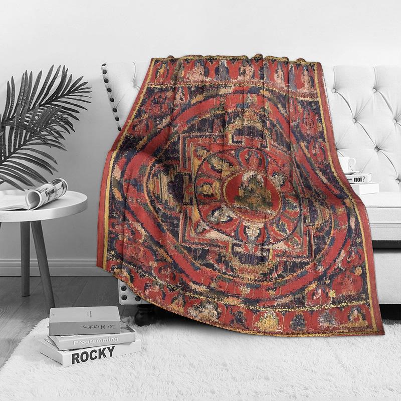 Buddhist Mandala Blanket Throw Rug Bed Sofa Cover Meditation Prayer Mat Decorative Gift