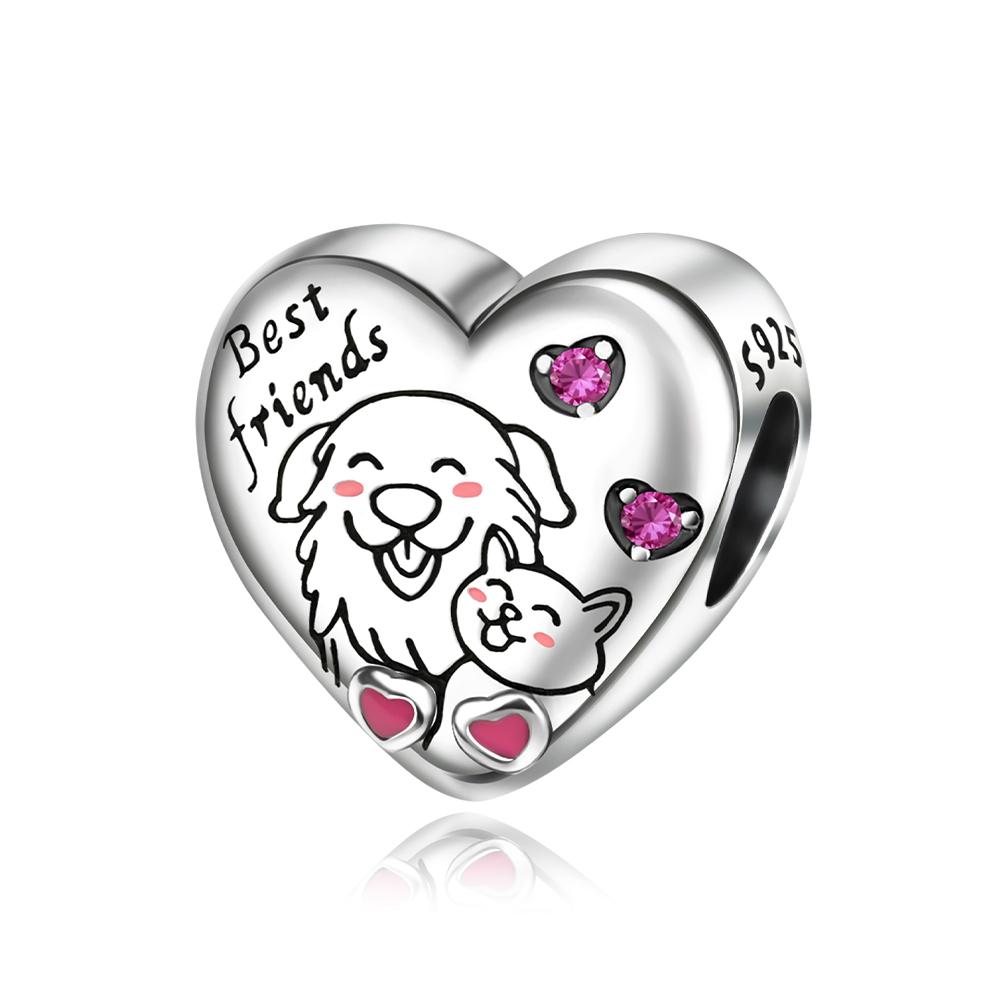 Новый Медно-розовый Семейный Шарм Кролик Бабочка Сердце Серьга Бусина Подвеска Подходит для Оригинального Браслета Ожерелья DIY Ювелирные Изделия