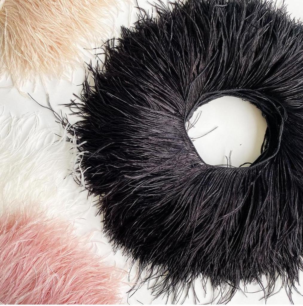 1 Метр Черная Отделка из Страусиных Перьев Высокое Качество Индивидуальная Бахрома из Перьев для Свадебного Платья для Вечеринки Одежда Шитье