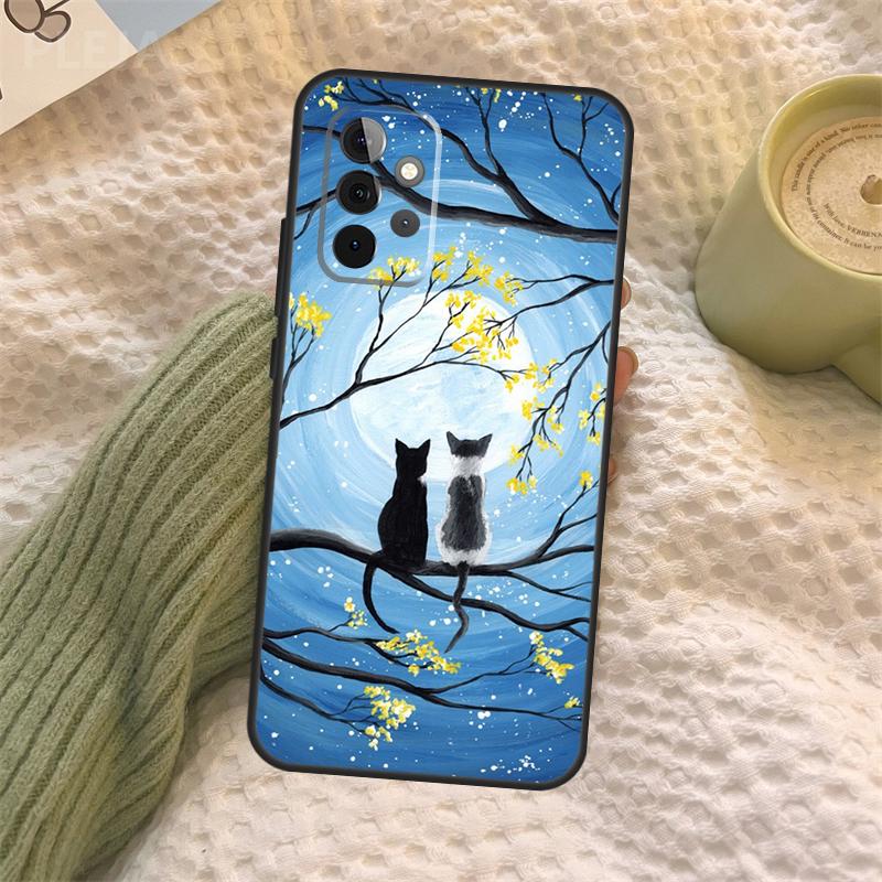 Чехол 'Счастливые коты в космосе' для Samsung Galaxy A15 A22 A52 A32 A54 A14 A16 A26 A36 A56 A55 A35 A05 A06 A53 A33 A13