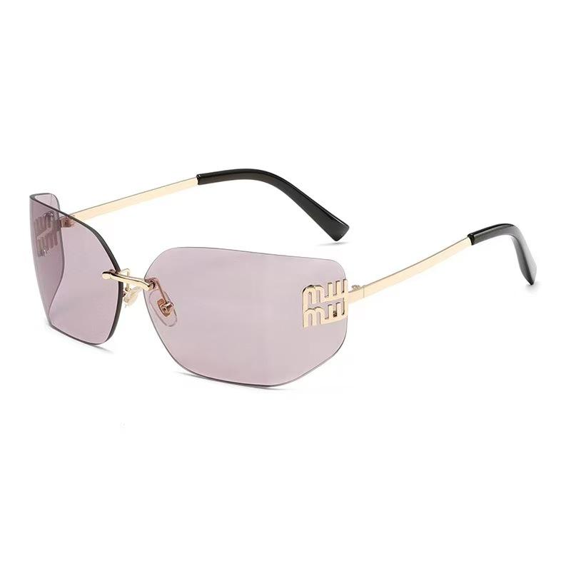 Light Luxury Frameless Curved Metal Sunglasses with Personalized Y2k Millennium Hot Girl Style, Popular Street Photography Trend Sunglasses