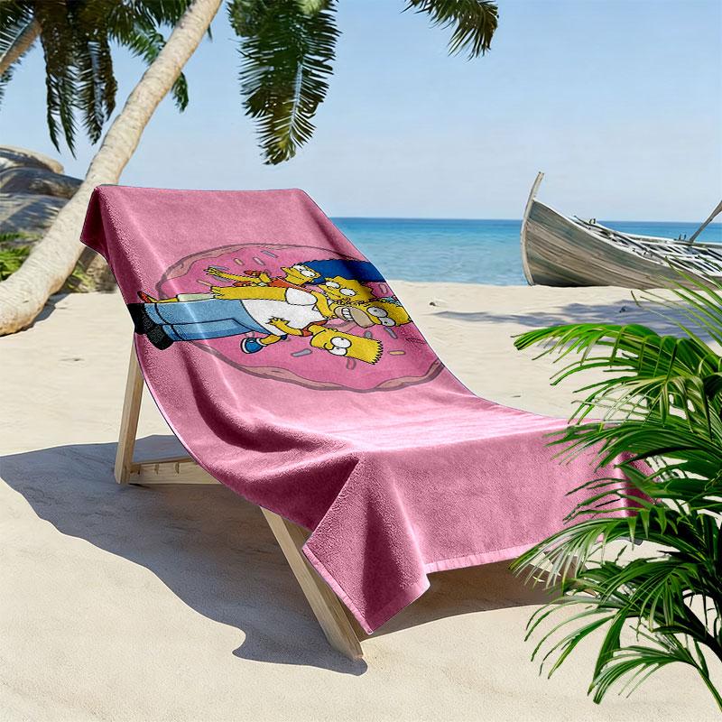 Simpsons Print Beach Towel, Large Soft Quick Dry Towel for Beach Camping Swimming