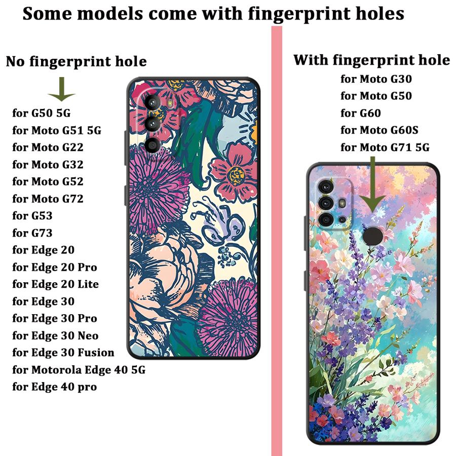 Мультяшный Цветочный Чехол для Телефона для Motorola Moto G50 G32 G51 G73 G22 Edge40 Edge 20 Pro 30 Lite G60s G52 G71 G53 G30