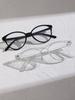 1PC/2PCS Fashion Cat Eye Pentos Plastic Frame Women Clear Glasses For Men Daily Life Take Photo Eyeglasses Clothing Accessories.