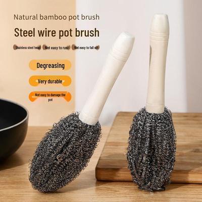 0.01 Бесплатная доставка Щетка для барбекю из нержавеющей стали с деревянной ручкой