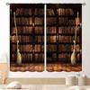 Witchy Curtains,Fantasy Magical Vintage Bookshelf Mysterious Bookcase Skull Spooky Gothe Blackout Window Drapery Treatments for