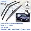 For Ford Fiesta 5 MK5 Hatchback 2003-2008 Front Rear Wiper Blades Brushes Cutter Accessories J Hook 2003 2004 2005 2006 2007 2008