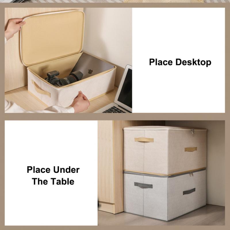 Складной нетканый ящик для хранения в полоску, складной, с ручкой для переноски, органайзер для одежды, молестойкий, влагостойкий, большой вместимости, экономящий место