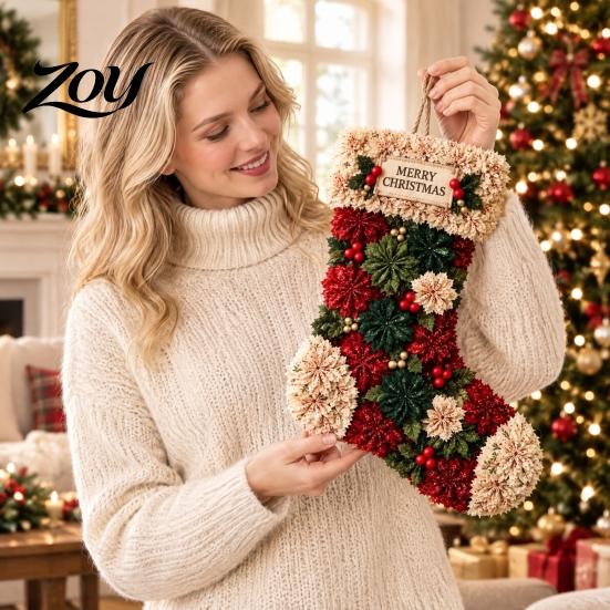 No Sew Fabric Wreath Projects 3D Poke DIY Kit, Beginner-Friendly Christmas Holiday Making Creative Activities Art Door Hanging Craft Set for