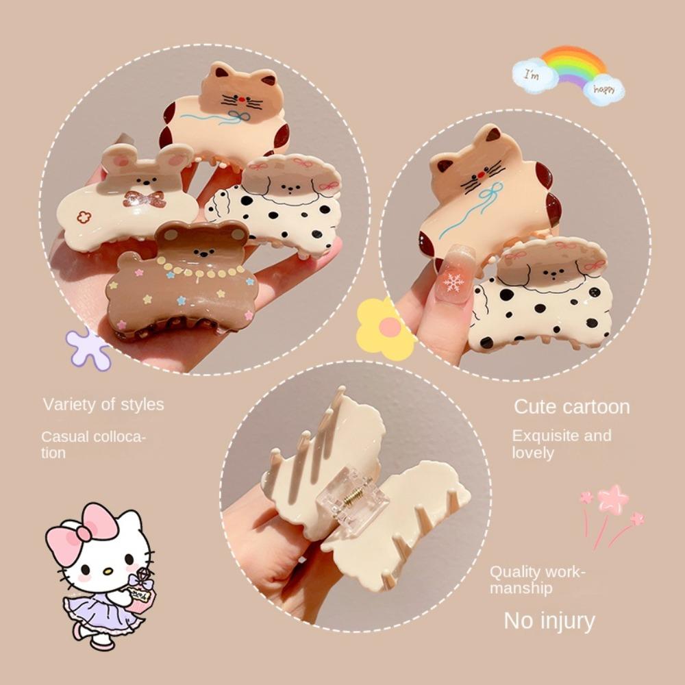 Корейский стиль Клетчатая заколка для собак Краб Щенок Пятнистая заколка для кошек Маленькая заколка для акулы Аксессуары для волос