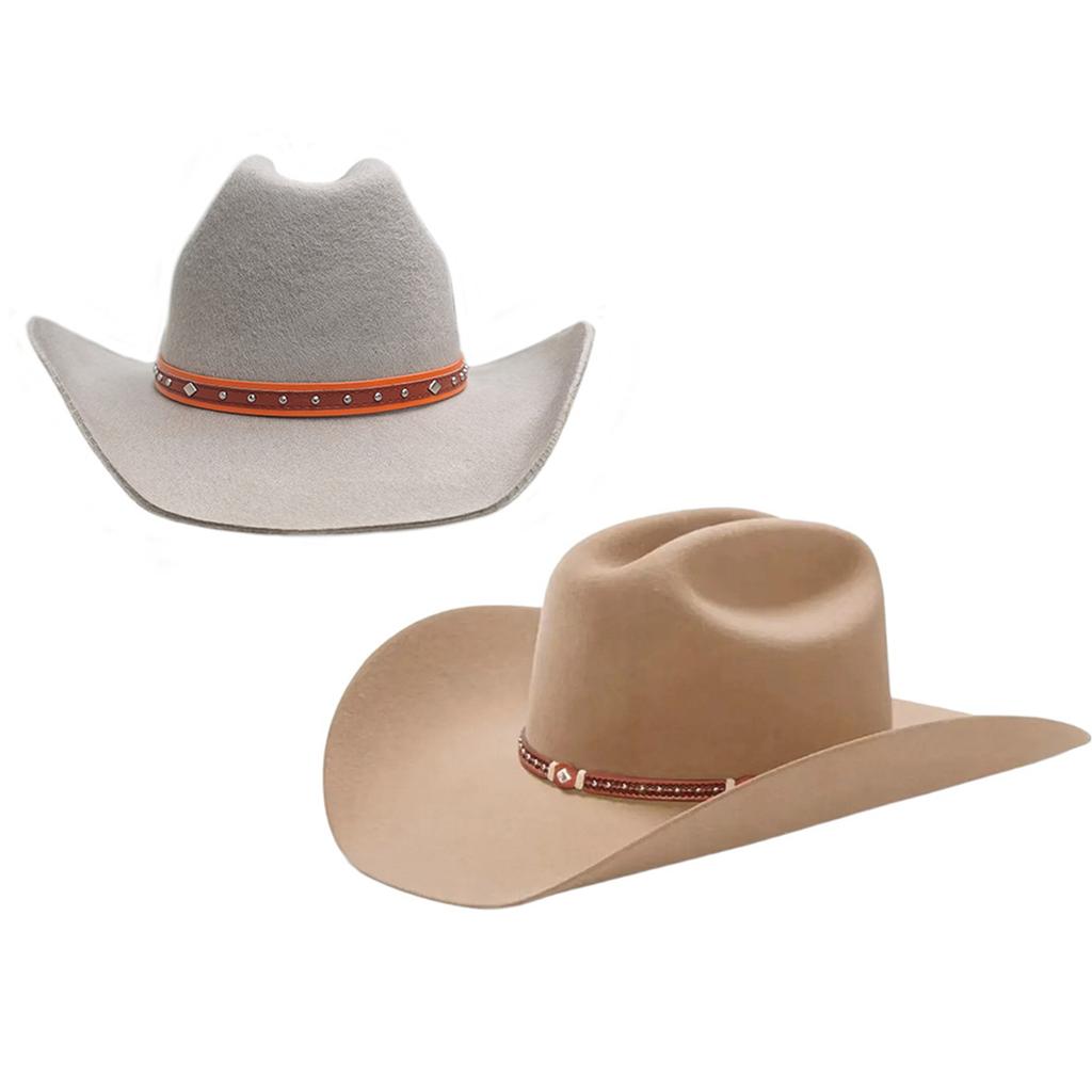 Ethnic Style Cowboy Hats Western Party Large Rolled Brims Hat Plain Color Outdoor Sunproof Cowgirl Hat for Adult Unisex