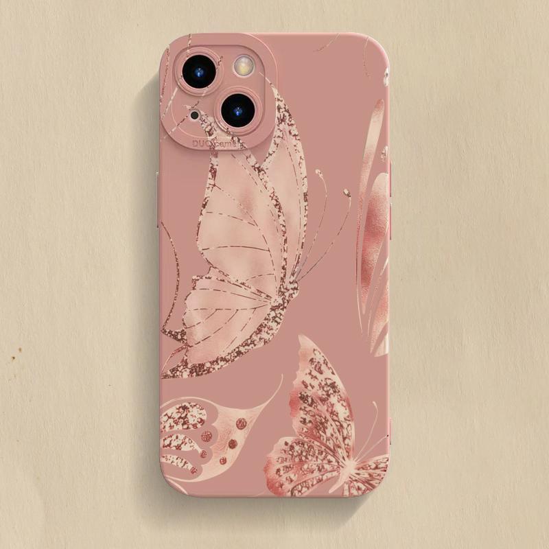 Golden Butterfly Phone Case For iPhone 17 Pro Max Air 16 Plus 15 14 13 12 11 XS X XR 13 Mini 16E Shockproof TPU Bumper Cover