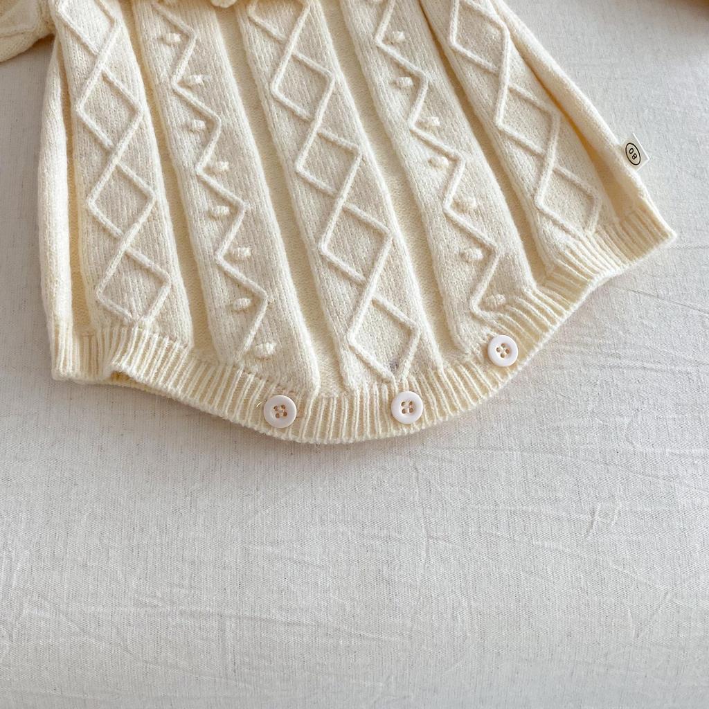 Baby Solid Color Winter Romper 2025 - Korean Style Jacquard Onesie for Newborns. Super Cute and Trendy!