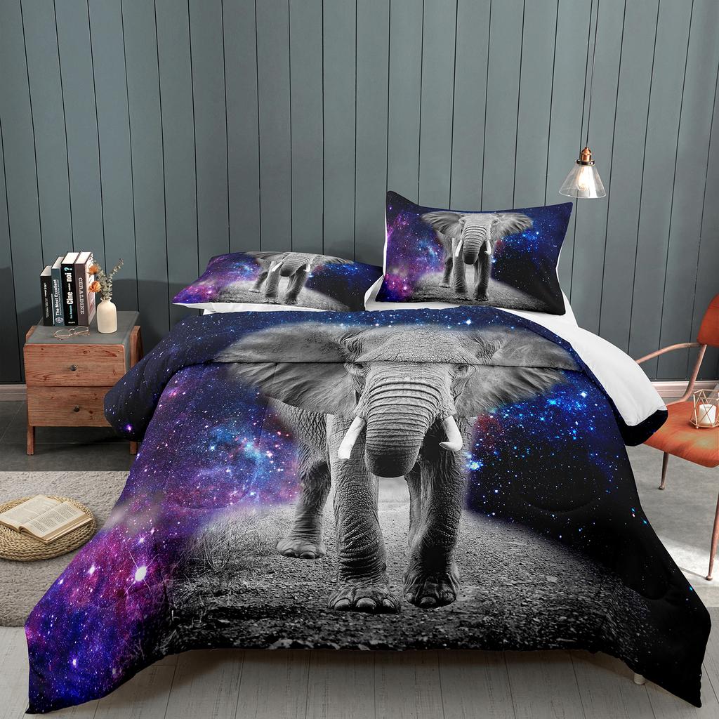 Комплект постельного белья размера Queen с темой диких животных, Односпальный комплект постельного белья с пододеяльником с изображением слона для детей, подростков, мальчиков, Удобный двуспальный/королевский пододеяльник