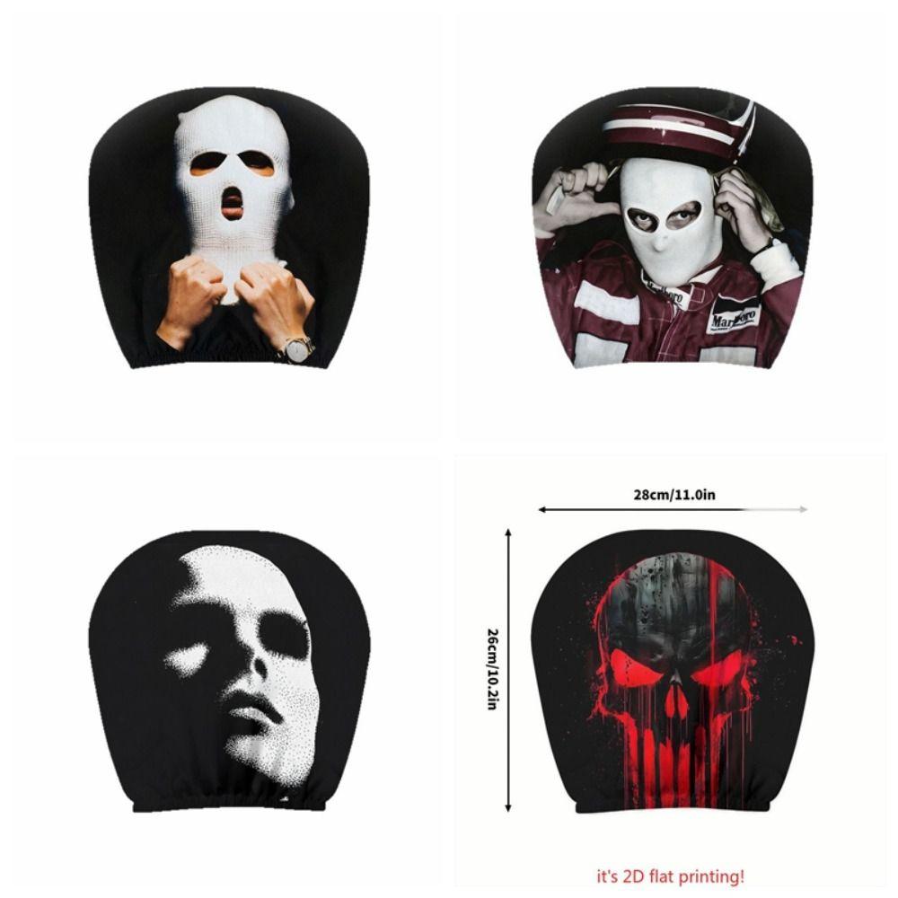 2 Pcs Ghost Headrest Covers 2D Stretch Neck Pillowcase Terrifying Car Interior Decor Universal Fit