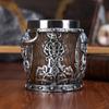 Medieval Viking Dragon Beer Mug Stainless Steel Lined Resin 450ML Large Capacity Barrel Mug Halloween Home Decoration
