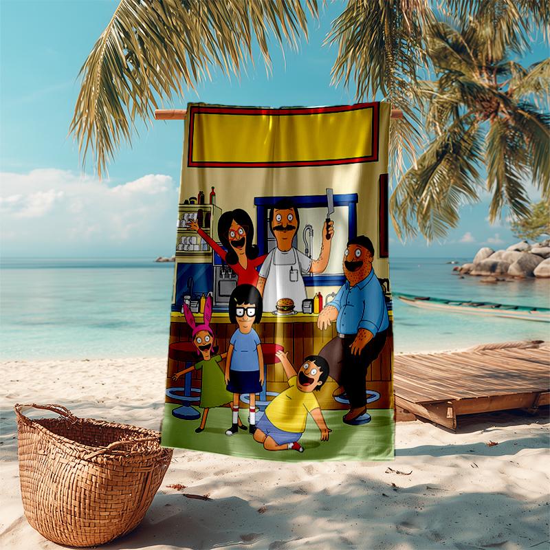 Ultra-Soft Beach Towel with Bob's Burgers Theme,Ideal for Pool - Camping, Diving - Perfect Travel Essential, Vibrant Beach Towel.