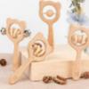 Деревянная детская сенсорная погремушка: Неокрашенная игрушка-прорезыватель для малышей