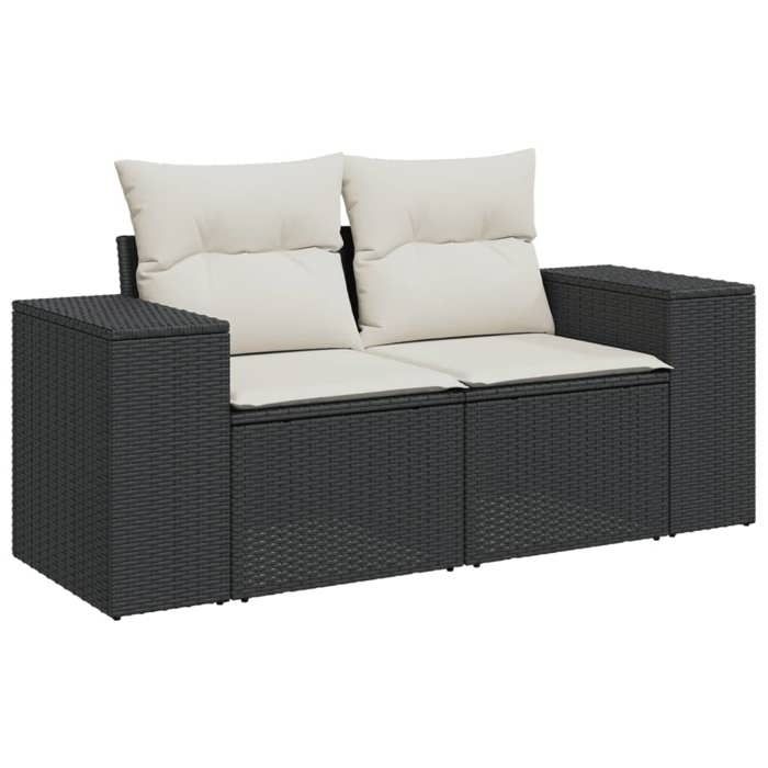 VidaXL Salon de Jardin avec Coussins 10 pcs, Canapés de Terrasse, Ensemble de Meubles de Patio, Mobilier d'Extérieur, Noir 3223045