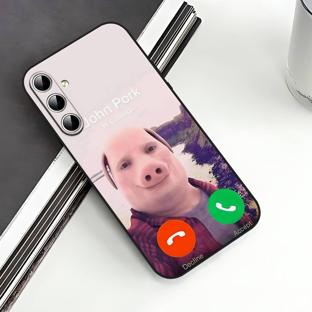 John Pork Звонит Чехол для телефона с функцией ответа на звонок Для Samsung Galaxy S21 S22 S23 S24ULTRA S25ULTRA FE Ultra Plus5G A52S S26 Мягкий чехол