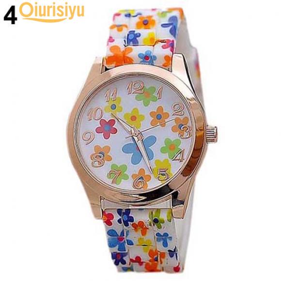 Женские кварцевые часы с цветочным принтом