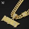 European American Hip-Hop MONEY Letter Diamond Pendant Cuban Necklace