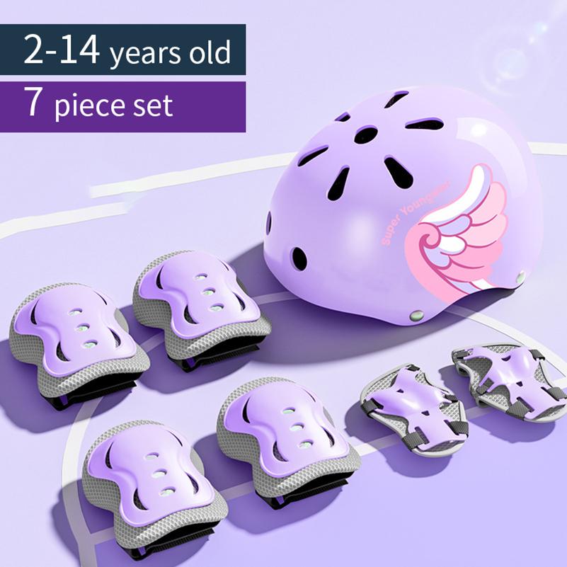 Детское защитное снаряжение шлем налокотники наколенники для девочек 3 4 5 6 7 8 9 10 11 12 лет мальчиков Подходит для катания на роликах и лыжах