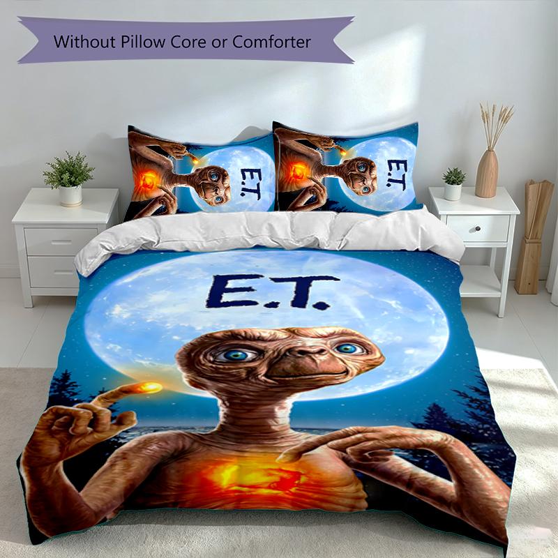 3pcs E.T. the Extra-Terrestrial Duvet Cover Set, Includes 1 Duvet Cover and 2 Pillowcases,Skin-Friendly&Comfortable Fabric,Suitable Bedding Sets