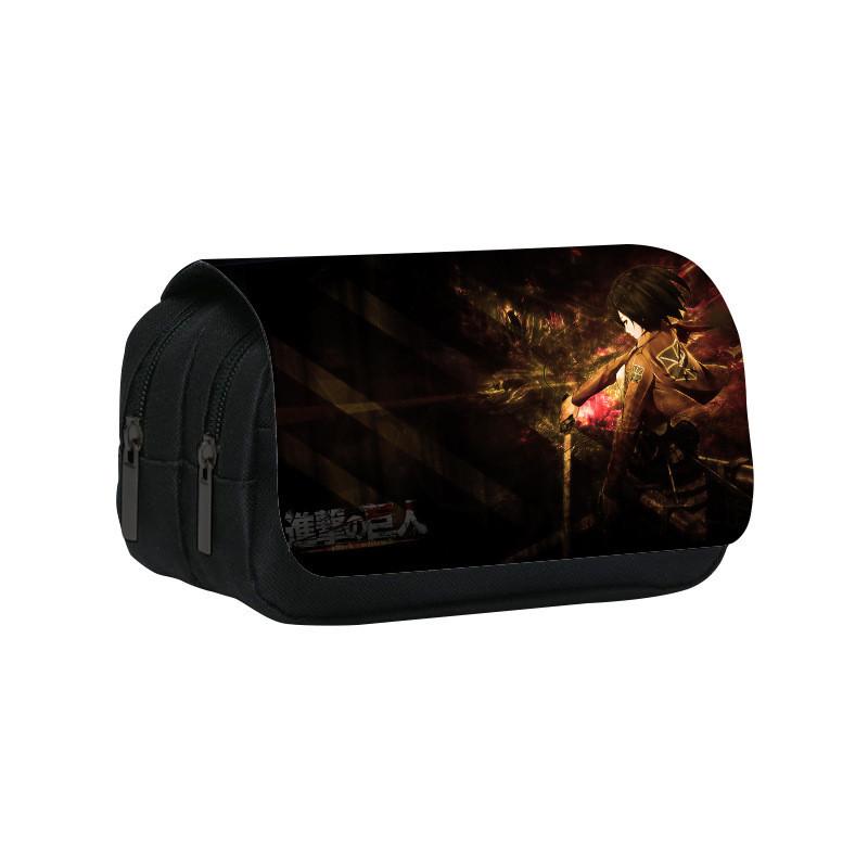 Атака Титанов Аниме Узор Двухслойная Обложка-Флип Сумка для Канцелярских Принадлежностей для Студентов и Коллекционеров
