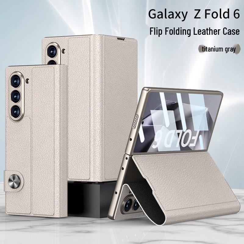 Кожаный чехол-книжка для Samsung Z Fold6: Трансграничный Креативный Бизнес Интегрированный Дизайн Корпус-Экран