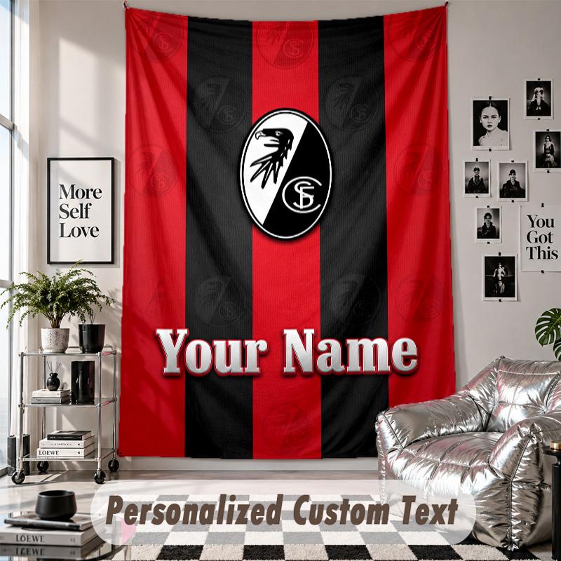 Wall Hanging Tapestry With Custom Name & Text, SC Freiburg FC Decorative Tapestry For Bedroom