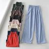 European-American Striped Splicing High-Waist Casual Sports Pants for Women