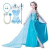 Платье принцессы Эльзы Костюм для роскошного ледяного синего сердца Магия заплетенный [EKALA] Детский, набор из 8 предметов, (Платье принцессы, Тиара, Волшебная палочка, Перчатки, Ожерелье, Кольцо,