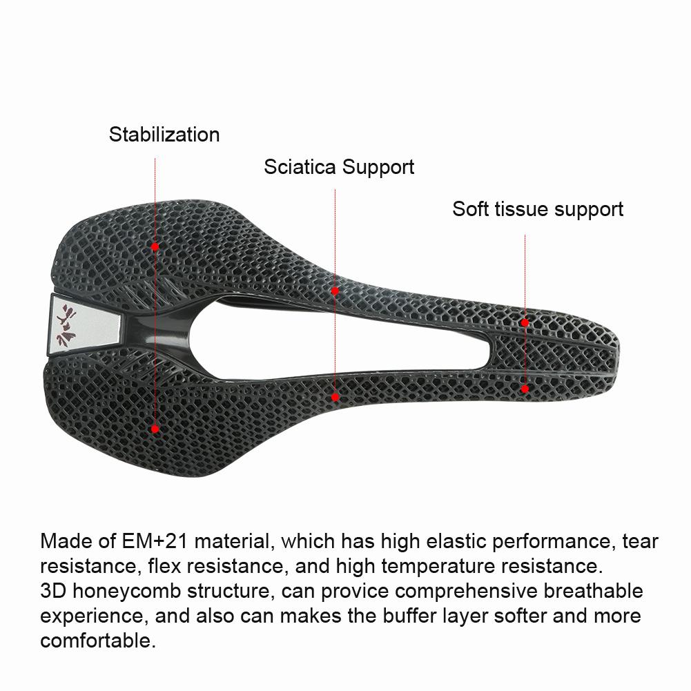 RACEWORK 30CRMO Bicycle 3D Printed Saddle Mountain Road Cycle Saddle Comfortable Honeycomb Structure Hollow Bicycle