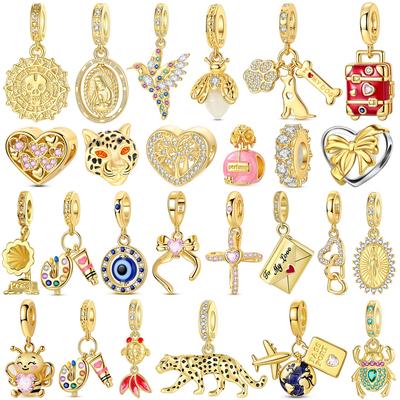 New 925 Silver Creative Golden Charms Insect Pendant Leopard Gem Keychain Stainless Luxury DIY Bracelet Necklace Retro