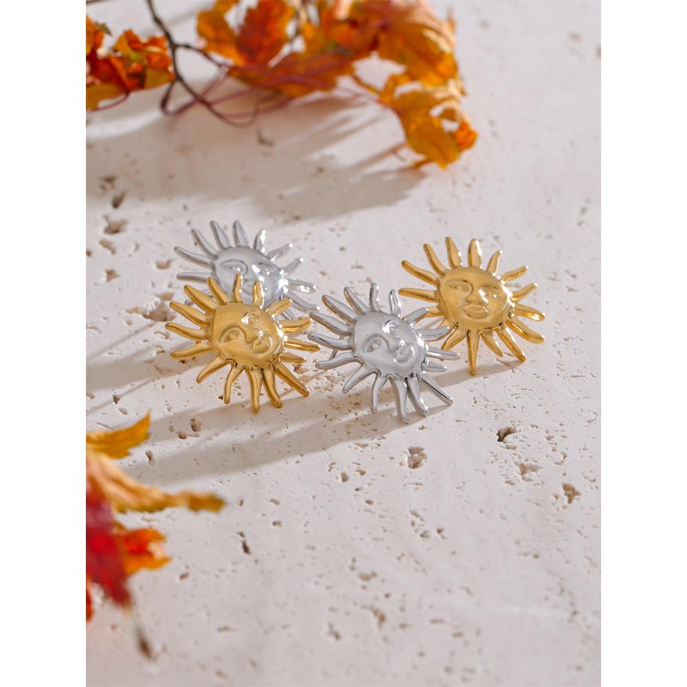 Eetit Водонепроницаемые серьги-гвоздики из нержавеющей стали Sun, модные элементы, модные украшения с подвесками, покрытые PVD, оптовые женские аксессуары