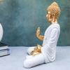 Polymarble Meditating Buddha Idols for Home Decor/Buddh/Gautam Buddha Statue Lord Figurine/Murti Religious Gift (White - 14inch)