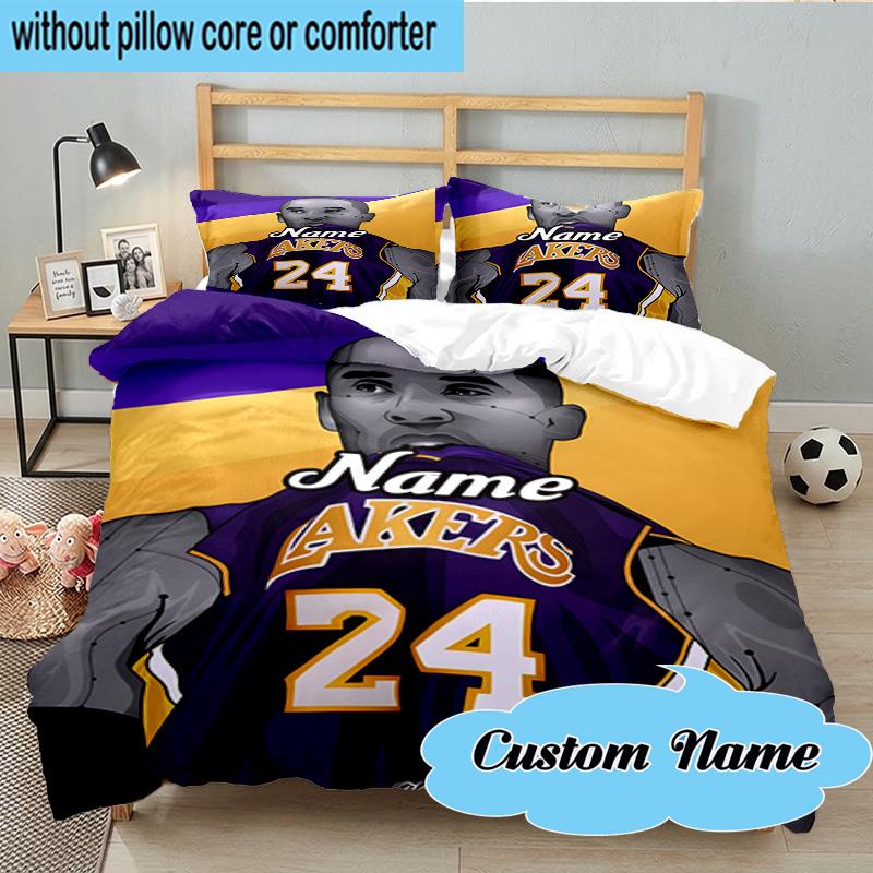 Custom Name 3PCS Legacy: Lakers Pride Bedding Set, Including 1pc Duvet Cover And 2pcs Pillowcases, Suitable for dorms and bedrooms Gift