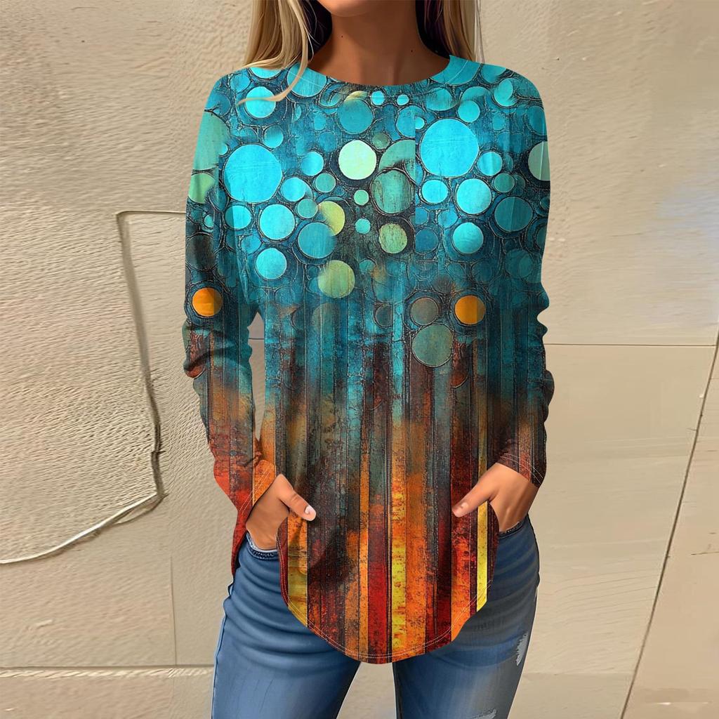 Футболки для женщин, осенние повседневные рубашки с длинным рукавом, толстовка, винтажный топ с графическим принтом, пуловер