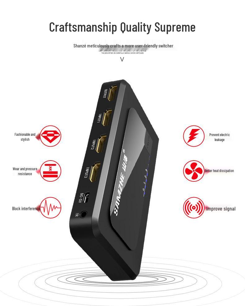 HDMI-переключатель Shan Ze 4x1 Разветвитель: Конвертер «один в три» для экранов высокого разрешения