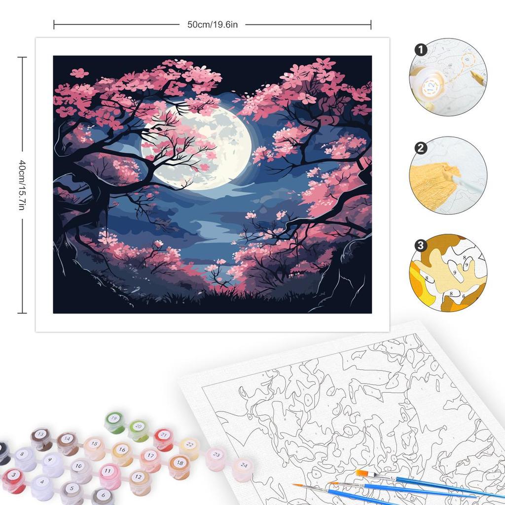 RUOPOTY Рамка под луной, пейзаж, сделай сам, наборы для рисования по номерам, акриловая картина, домашний настенный художественный декор для уникального подарка, работа