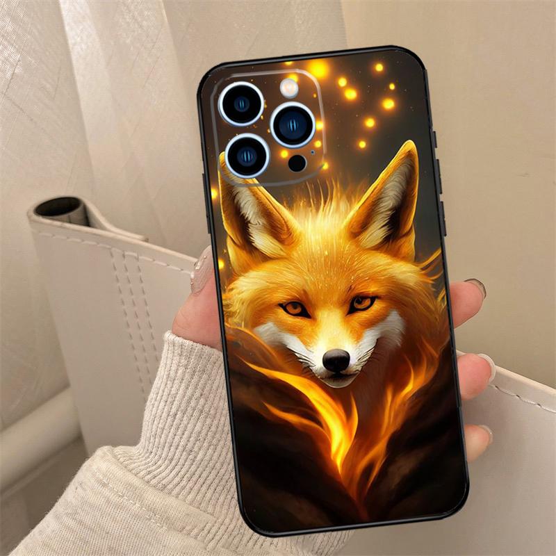 Мультяшный чехол-лиса для iPhone 17 16 15 14 13 12 11 Pro Max mini 15 16 Plus 16e 17 Air Cover Coque