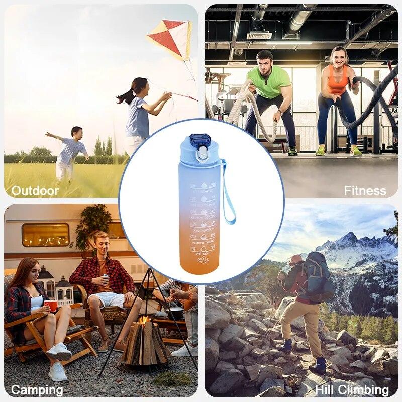1L Water Bottle Motivating Sports Water Bottle Airtight Drinking Bottles for Outdoor Travel Bottle