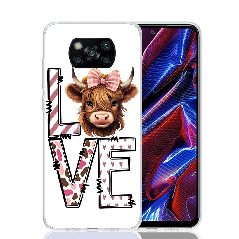 Милый чехол для телефона с шотландской коровой для Xiaomi Poco X7 X6 X5 Pro F7 Ultra Redmi 15C 15 13 13C 12 12C 10 10A 10C 9 9A 9C 9T Cover Poco X