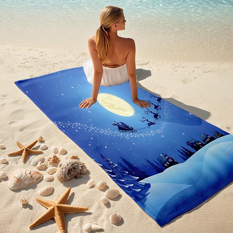 1Pc Winter Snowflakes Beach Towel Microfiber Beach Towel Thin Absorbent For Beach Swimming Yoga Bath Sports