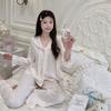 New French style jacquard butterfly pajamas women's popular outer wear version spring and autumn go out foreign style loungewear