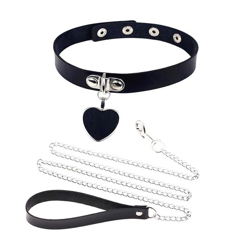 Сексуальный Ошейник-Ожерелье Кожаный Bdsm Косплей Сердечки Ошейники и Поводок Набор Для Женщин Аксессуары для Бондажа Игровые Реквизиты для Пар