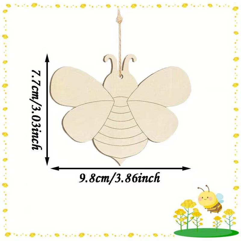 20pcs Engraved Bee Wood Chips, an Unfinished Wooden Material Specially Designed for Handmade Diy